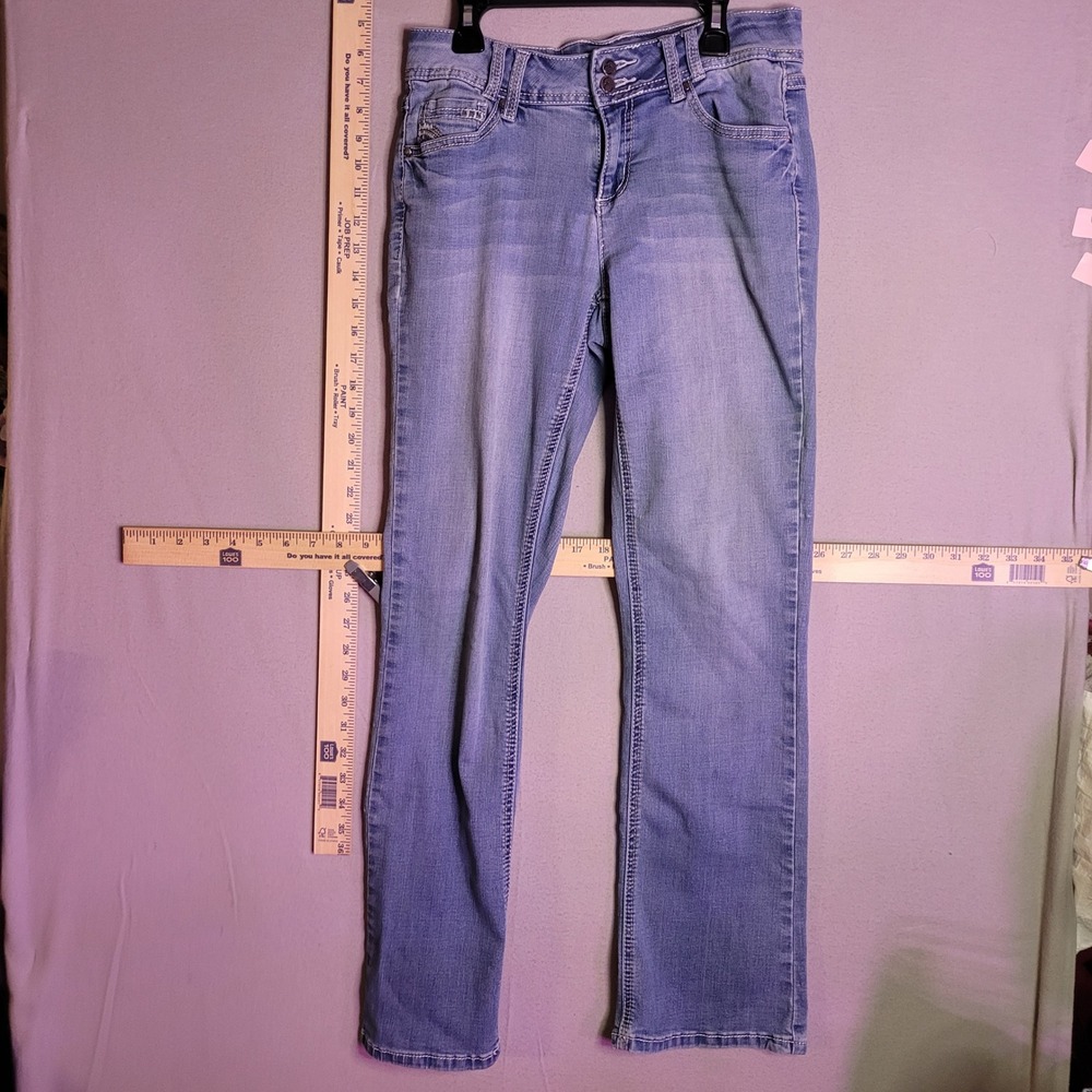 Earl Jean Womens 6AVG Light Wash Bootcut Denim Jeans Stretch Embroidered Pockets